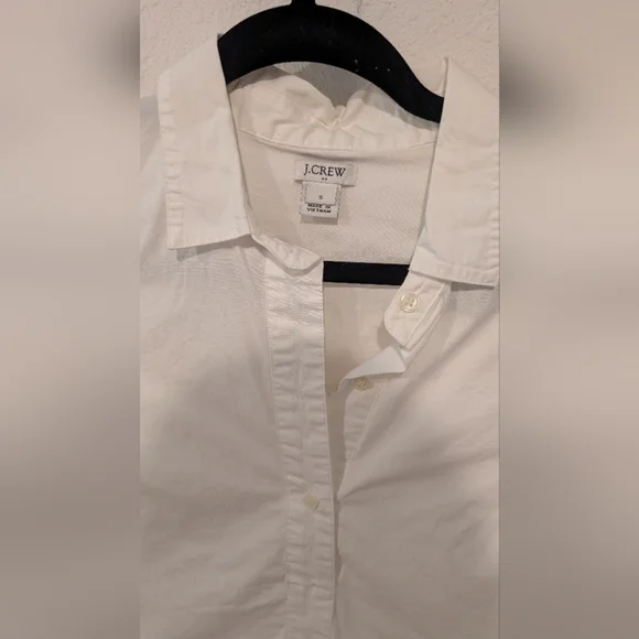 J. Crew Quarter Button Polo Cotton White Shirt - Picture 2 of 5